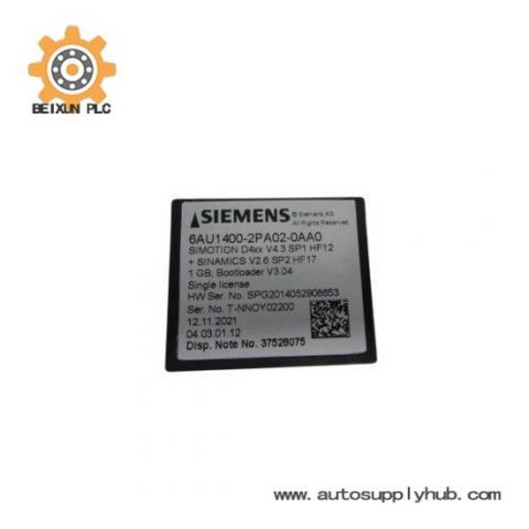 Siemens 6AU1400-2PA02-0AA0 Flash Card, High-Speed Data Storage for Industrial Automation